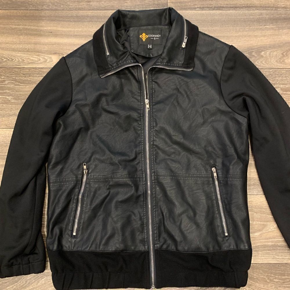 Coofandy Faux Leather Men’s Jacket Size Small Microfiber Sleeves